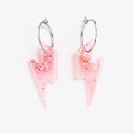 Pendientes Rayo Rosa Purpurina